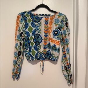 Mango Multicolor Floral Long Sleeve Blouse